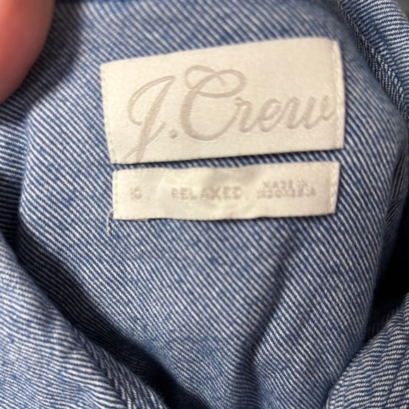 J.Crew Shirt Women 10 Blue Pinstripe Relaxed Fit Pearl Snap Western Cowgirl EUC - Picture 4 of 7